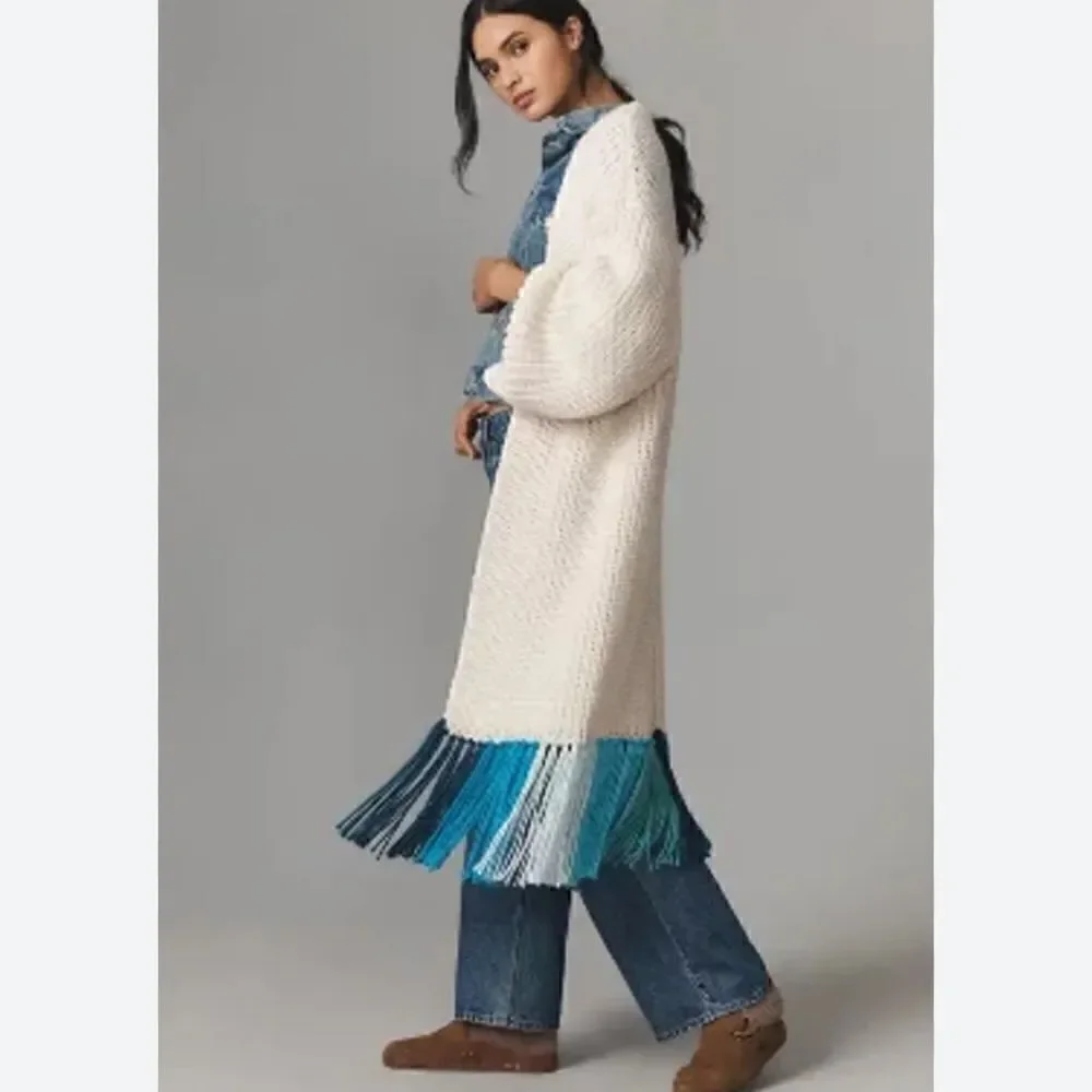 By Anthropologie fringe duster cardigan NWT